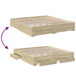 Berkfield Home Modern Bed Frame with Drawers without Mattress Sonoma Oak 200x200 cm in Light Tan - thumbnail 7