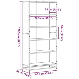 Berkfield Home Bookcase Grey Sonoma 80.5x35x170.5 cm Engineered Wood - thumbnail 9