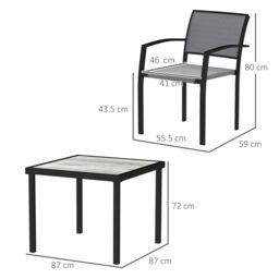 OUTSUNNY 5 Piece Garden Furniture Set with 4 Stackable Armchairs, Grey - thumbnail 3