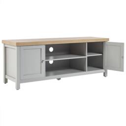 Wyld and Coco 130 cm TV Stand Grey Body Light Wood Top Cable Management Concealed - thumbnail 4