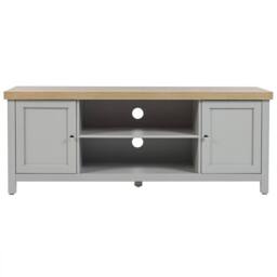 Wyld and Coco 130 cm TV Stand Grey Body Light Wood Top Cable Management Concealed - thumbnail 7