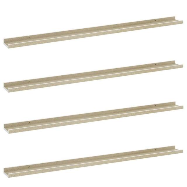 Berkfield Home Wall Shelves 4 pcs White & Sonoma Oak 115x9x3 cm - Size: 115 x 9 x 3 cm - image 1