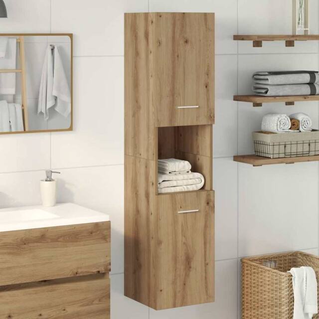 Berkfield Home Bathroom Hanging Cabinet Artisian Oak 30x30x130 cm Engineered Wood in Brown - Size: 30 x 30 x 130 cm - image 1
