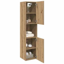 Berkfield Home Bathroom Hanging Cabinet Artisian Oak 30x30x130 cm Engineered Wood in Brown - Size: 30 x 30 x 130 cm - thumbnail 3