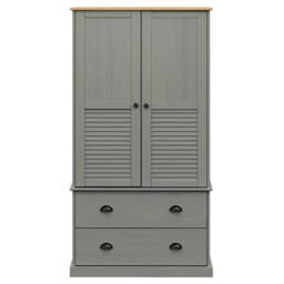 Berkfield Home Wardrobe VIGO Grey 90x55x176 cm Solid Wood Pine - Size: 90 x 55 x 176 cm - thumbnail 4