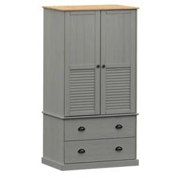 Berkfield Home Wardrobe VIGO Grey 90x55x176 cm Solid Wood Pine - Size: 90 x 55 x 176 cm - thumbnail 3