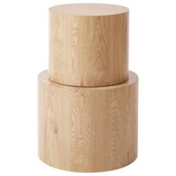 Wyld and Coco Light Brown Round Wood Coffee Table Set of 2 - Small and Medium - thumbnail 3