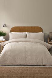 Catherine Lansfield 'Folkstone Geo' Duvet Cover Set in Natural - Size: Single - thumbnail 1
