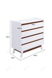 Living and Home 4-Tier Chest of Drawers Bedroom Storage Cabinet in White - thumbnail 6