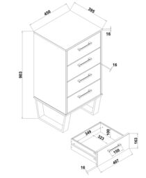 Core Products Texas 4 Drawer Narrow Chest in Light Brown - thumbnail 5