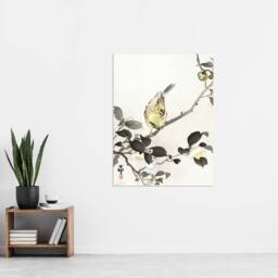 "Artery8 Bunting On Blossom Branch Vintage Japan Wall Art Print Koson in Grey - Size: W12"" x H16""" - thumbnail 4