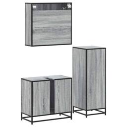 Berkfield Home Durable 3 Piece Bathroom Furniture Set Grey Sonoma Engineered Wood - thumbnail 8