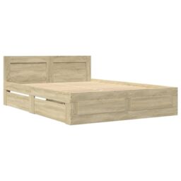 Berkfield Home Bed Frame with Headboard without Mattress Sonoma Oak 120x190 cm Small Double in Brown - thumbnail 3