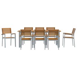 Berkfield Home 9 Piece Garden Dining Set Solid Wood Acacia & Metal in Grey - thumbnail 7