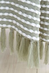 Catherine Lansfield 'Stab Stitch' Blanket Throw in Green - Size: 125 cm x 150 cm - thumbnail 3