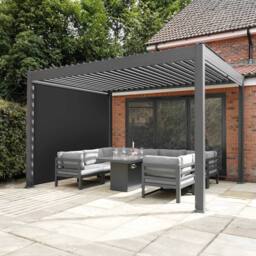 Monstershop Aluminium Pergola With Anthracite Blinds & LED Lights - 3m x 4m in Grey - thumbnail 4