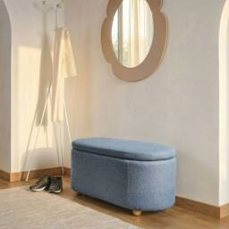 Wyld and Coco Blue Water-Repellent Upholstered Storage Bench