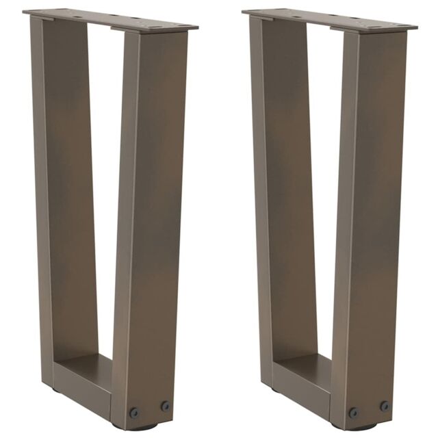 Berkfield Home Dining Table Legs V-Shape 2 pcs Natural Steel 38x(42-43.3) cm Steel in Brown - image 1