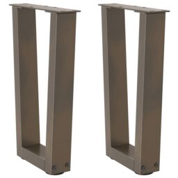 Berkfield Home Dining Table Legs V-Shape 2 pcs Natural Steel 38x(42-43.3) cm Steel in Brown - thumbnail 1