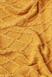 Homescapes Diamond Cable Knit Cotton Throw in Mustard - Size: 150 cm x 200 cm - thumbnail 3