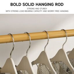 Living and Home Bamboo Bedroom Garment Clothes Rack 7 Tier Storage Shelf Coat Clothing Hanging Rack in Natural - thumbnail 7