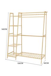Living and Home Bamboo Bedroom Garment Clothes Rack 7 Tier Storage Shelf Coat Clothing Hanging Rack in Natural - thumbnail 6