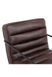 Living and Home Mid-Century PU Leather Striped Leisure Armchair with Metal Base in Brown - thumbnail 6