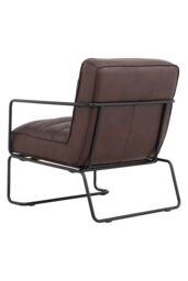 Living and Home Mid-Century PU Leather Striped Leisure Armchair with Metal Base in Brown - thumbnail 5