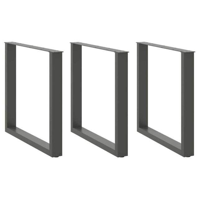 Berkfield Home Coffee Table Legs U-Shaped 3 pcs Anthracite 80x(72-73) cm Steel in Black - image 1