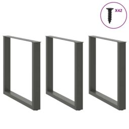Berkfield Home Coffee Table Legs U-Shaped 3 pcs Anthracite 80x(72-73) cm Steel in Black - thumbnail 3