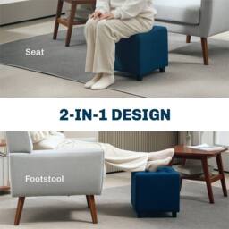 EONLION Blue Small Footstool Ottoman - Size: 100 cm - thumbnail 4