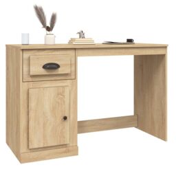 Berkfield Home Desk with Drawer Sonoma Oak 115x50x75 cm Engineered Wood in Brown - Size: 115 x 50 x 75 cm - thumbnail 4