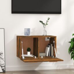 Berkfield Home Wall Cabinet Smoked Oak 60x36.5x35 cm Engineered Wood in Brown - thumbnail 3