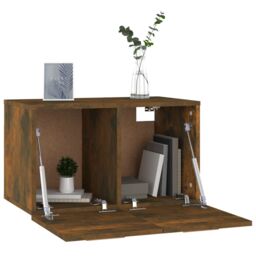 Berkfield Home Wall Cabinet Smoked Oak 60x36.5x35 cm Engineered Wood in Brown - thumbnail 4