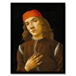 "Artery8 Portrait of a Youth Botticelli Vintage Framed Wall Art Print in Black - Size: W12"" x H16""" - thumbnail 1