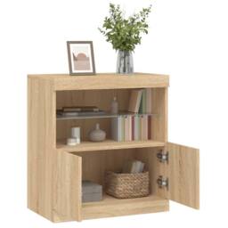 Berkfield Home Sideboard with LED Lights Sonoma Oak 60x37x67 cm in Light Tan - Size: 60 x 37 x 67 cm - thumbnail 5