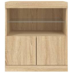Berkfield Home Sideboard with LED Lights Sonoma Oak 60x37x67 cm in Light Tan - Size: 60 x 37 x 67 cm - thumbnail 6