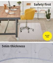 Marlow PVC Chair Mat Office Carpet Floor Protector Non Slip Computer 120X90cm in Clear - Size: 120X90 cm - thumbnail 6