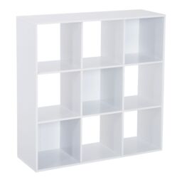 HOMCOM Wooden 9 Cube Storage Cabinet Unit 3 Tier Bookcase Shelves in White - thumbnail 2