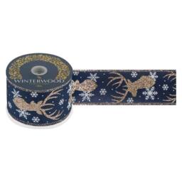 VFM e-Store Christmas Ribbon Garland 7cm x 10cm Blue X 1 - Size: 7 cm x 10 cm