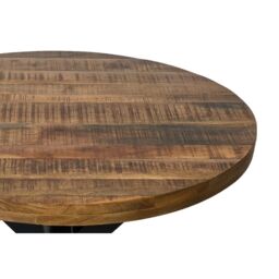 Jaipur Furniture Ltd Industrial Round X Leg Dining Table - Mango Wood/Iron - L150 x W150 x H76 cm - Mango PP Saw Finish in Brown - thumbnail 2
