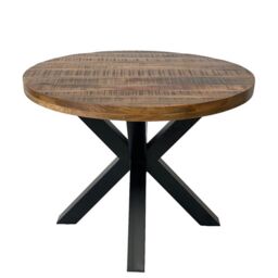 Jaipur Furniture Ltd Industrial Round X Leg Dining Table - Mango Wood/Iron - L150 x W150 x H76 cm - Mango PP Saw Finish in Brown - thumbnail 1