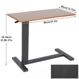 Ventryn Adjustable Height Medical Overbed Table with Wheels for Home Hospital in Brown - thumbnail 2