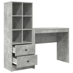 Berkfield Home Desk with Storage Concrete Grey Engineered Wood - thumbnail 6