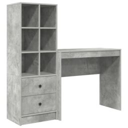 Berkfield Home Desk with Storage Concrete Grey Engineered Wood - thumbnail 2