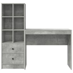 Berkfield Home Desk with Storage Concrete Grey Engineered Wood - thumbnail 7