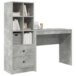 Berkfield Home Desk with Storage Concrete Grey Engineered Wood - thumbnail 3