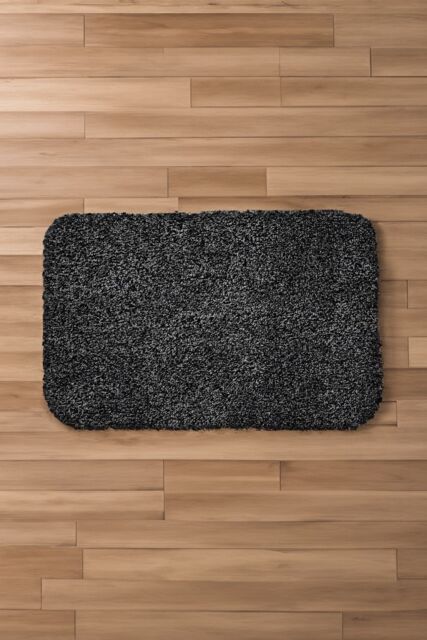 FWStyle 100% Cotton Dirt Stopper Anti Slip Door Mat 50x75cm - Jet Black - Size: 50 cm x 75 cm - image 1