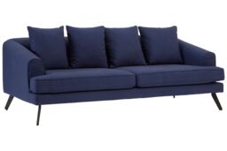 Orsina Comfortable 3 Seater Navy Fabric Sofa, Stylish Mid Century Sofa For Bedroom, Functional 3 Seater Sofa in Blue - thumbnail 2