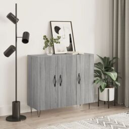 Berkfield Home Sideboard Grey Sonoma 90x34x80 cm Engineered Wood - Size: 90 x 34 x 80 cm - thumbnail 1